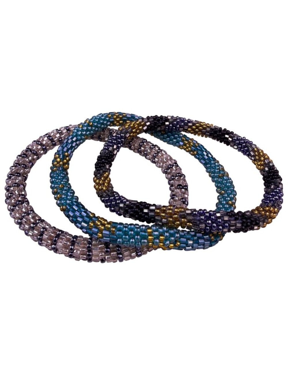 NOGU Womens Multi-Color Glass Beaded Bracelets Set Of 3 Stretch Fit  Jewelry